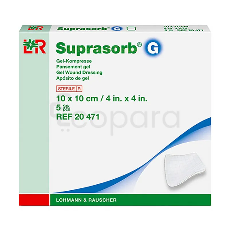 LOHMANN ET RAUSCHER LR SUPRASORB G PANSEMENT GEL 10CM*10CM STERILE BOITE DE 5 REFERENCE 20471