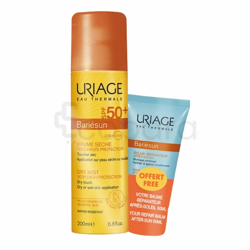 URIAGE BARIESUN BRUME SÈCHE SPF50+ 200ML + BAUME REPARATEUR APRES SOLEIL 50ML OFFERT