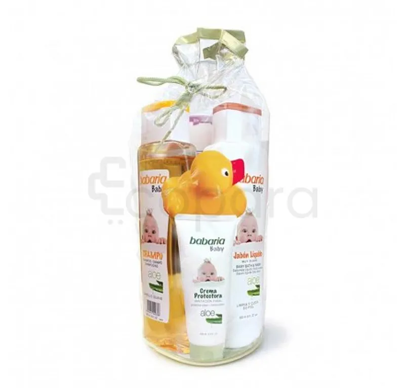 BABARIA BABY PACK SHAMPOOING 600ML + SAVON LIQUIDE 600ML + EAU DE COLOGNE + CREME DE CHANGE 100ML + CANARD EN CAOUTCHOUC