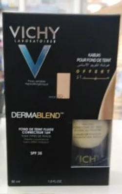 VICHY DERMABLEND FLUIDE CORRECTEUR SPF35 NUMERO 20 + PINCEAU POUR FOND DE TEINT FLUIDE OU POUDRE