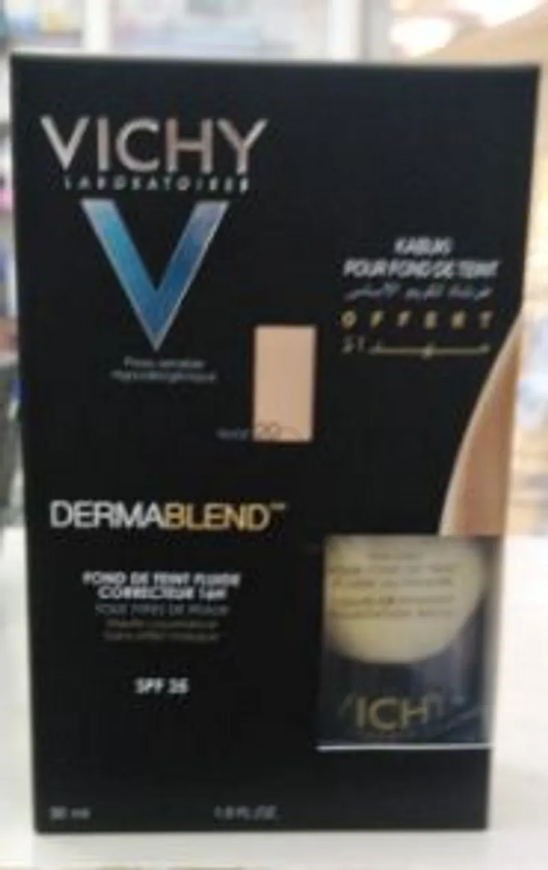 VICHY DERMABLEND FLUIDE CORRECTEUR SPF35 NUMERO 20 + PINCEAU POUR FOND DE TEINT FLUIDE OU POUDRE