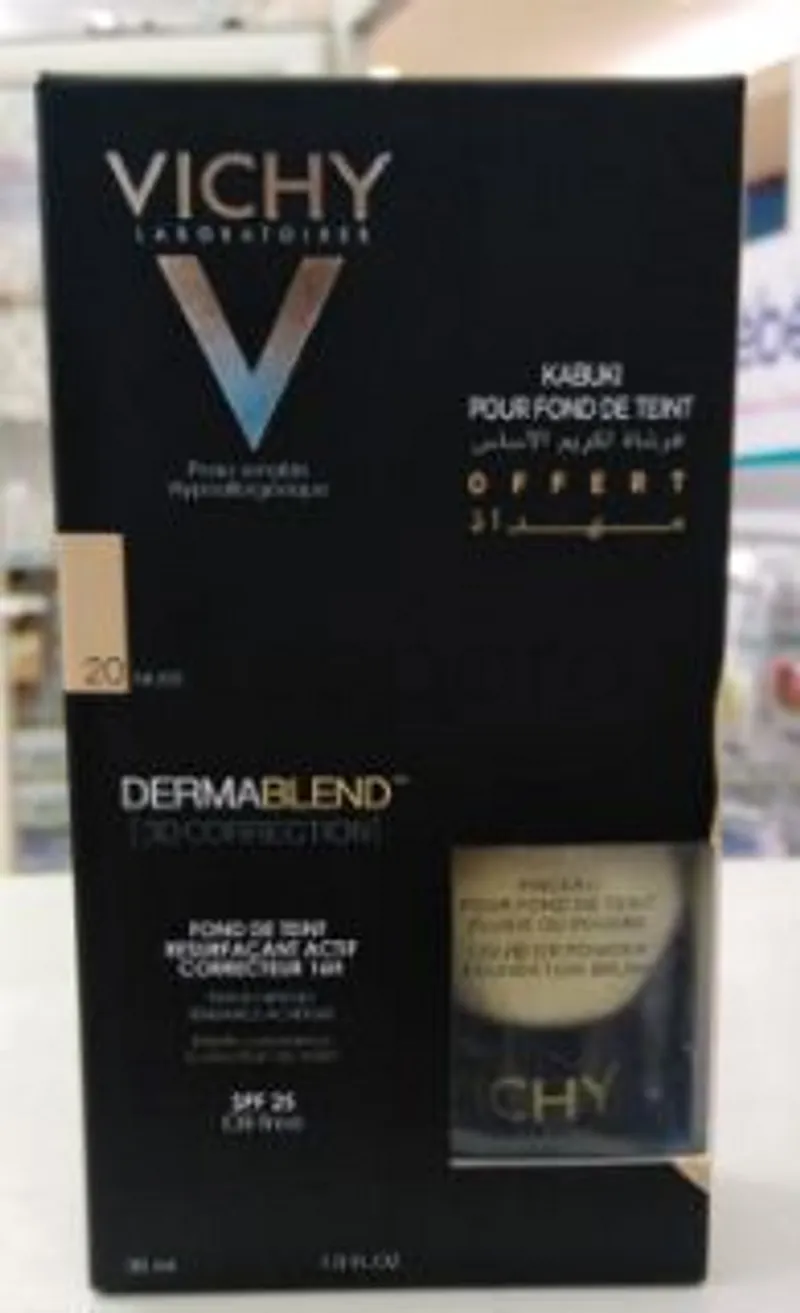 VICHY DERMABLEND 3D CORRECTION NUMERO 20 + PINCEAU POUR FOND DE TEINT FLUIDE OU POUDRE