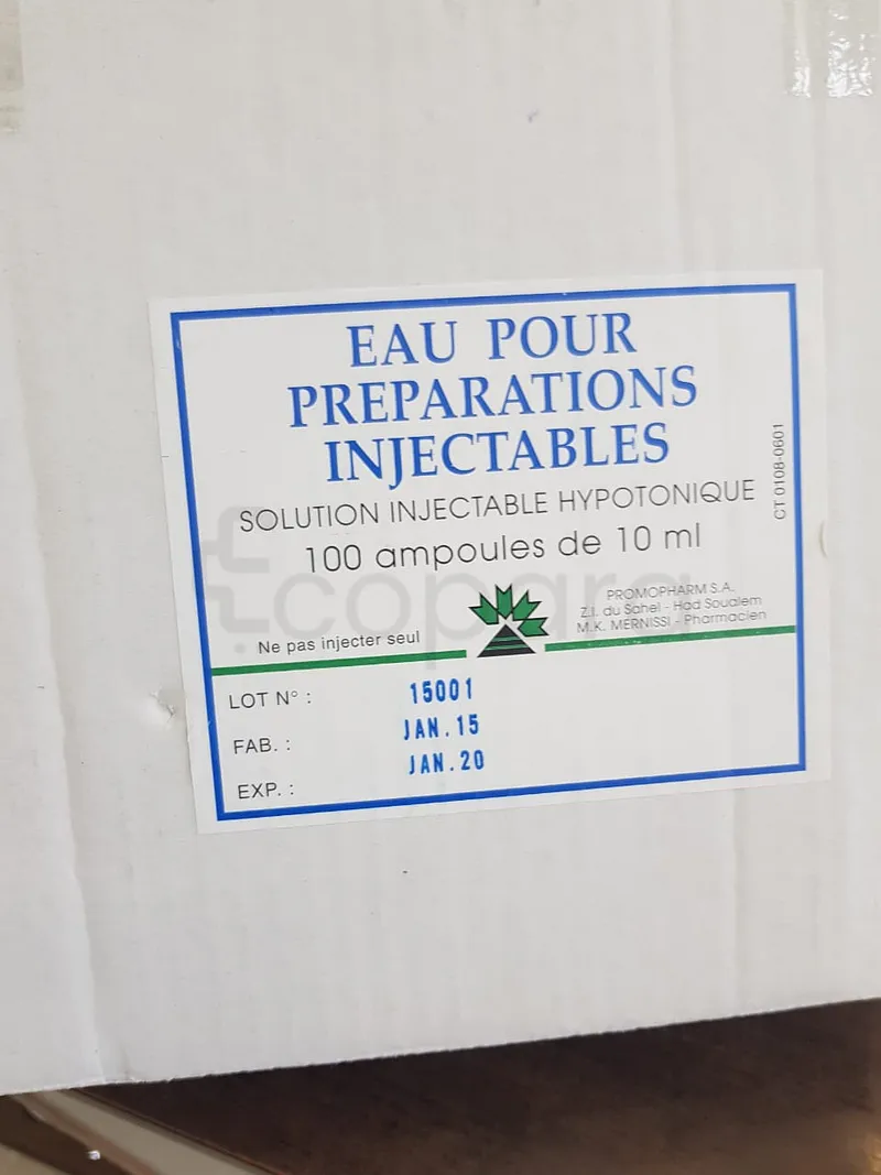 PROMOPHARM EAU POUR PREPARATIONS INJECTABLES 10ML BOITE DE 100 AMPOULES