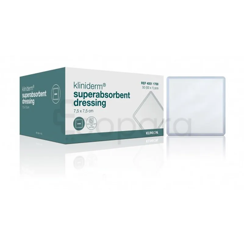 KLINIDERM SUPERABSORBENT DRESSING 7.5CM*7.5CM BOITE DE 50