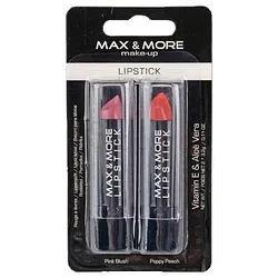 MAX ET MORE LIPSTICK WITH VITAMIN E & ALEO VERA ROUGE A LEVRES BOITE DE 2