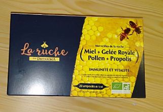 DIETAROMA LA RUCHE MIEL + GELEE ROYALE POLLEN + POLLEN + PROPOLIS 15ML BOITE DE 20 AMPOULES