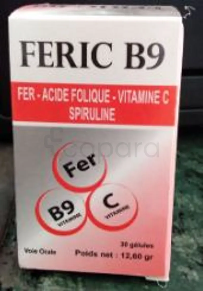 FERIC B9 FER ACIDE FOLIQUE VITAMINE C SPIRULINE BOITE DE 30 GELULES