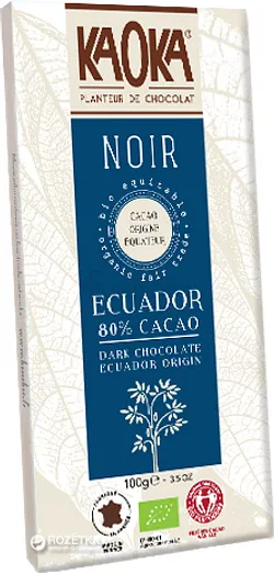 KAOKA TABLETTE DE CHOCOLAT NOIR ECOUADOR 80% 100G