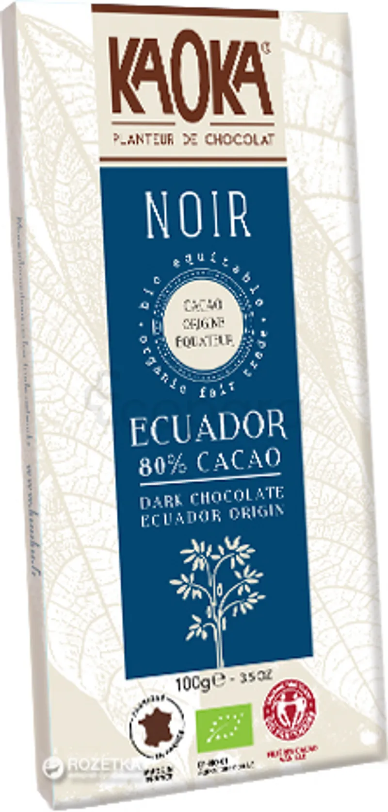KAOKA TABLETTE DE CHOCOLAT NOIR ECOUADOR 80% 100G