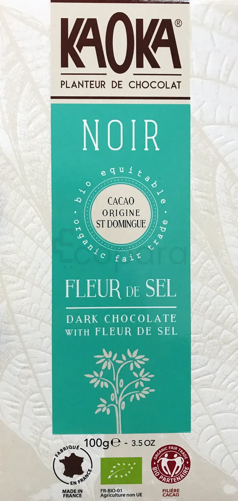 KAOKA DE CHOCOLAT NOIR AU FLEUR DE SEL 77% 100G