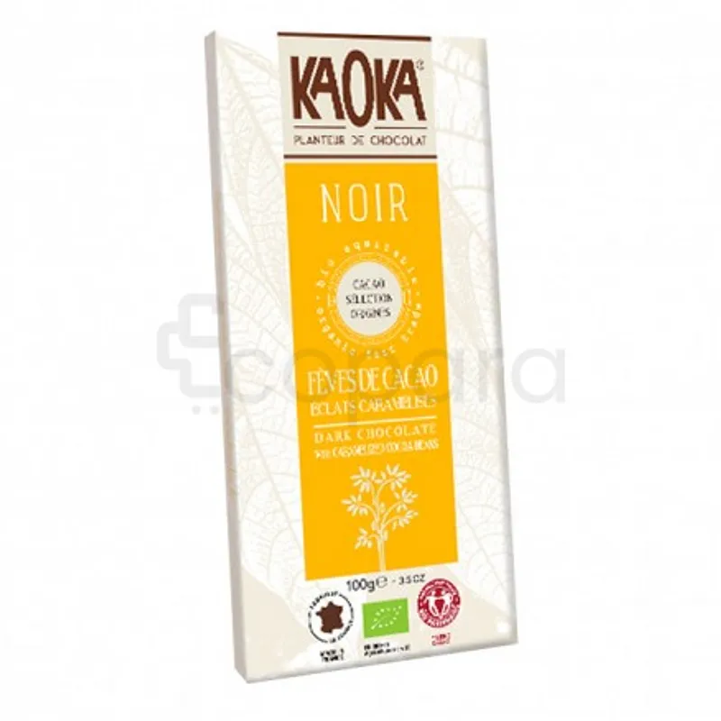 KAOKA TABLETTE DE CHOCOLAT NOIR AUX FEVES DE CACAO CARAMELISES 61% 100G