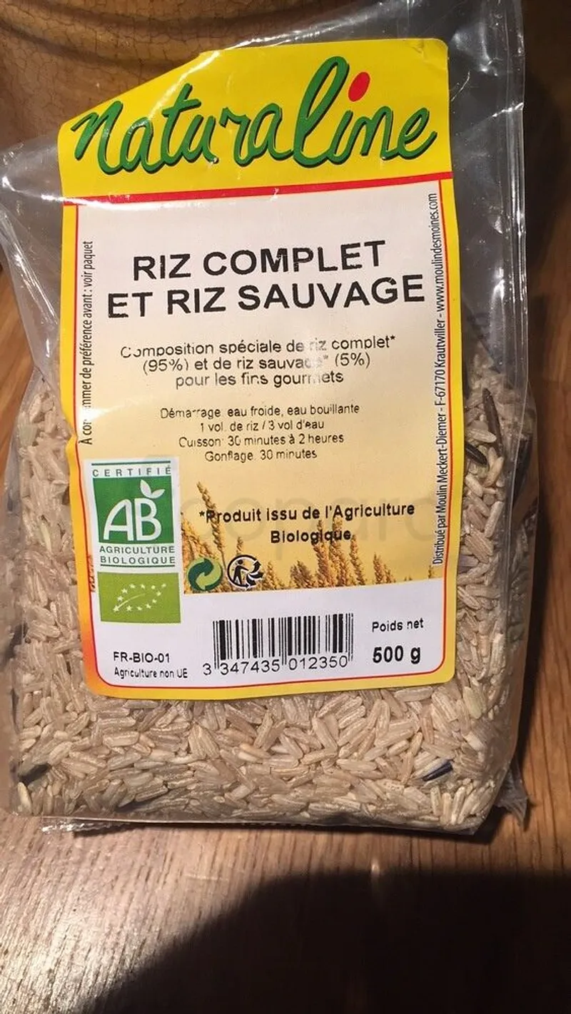 MOULIN DES MOINES NATURALINE RIZ COMPLET ET RIZ SAUVAGE 500G