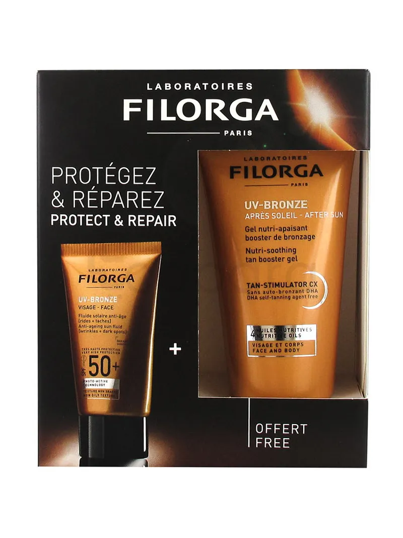 FILORGA COFFRET PROTEGEZ & REPAREZ UV-BRONZE VISAGE SPF50 40ML + UV BRONZE APRES SOLEIL 50ML