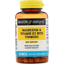 MASON NATURAL MAGNESIUM & VITAMIN D3 WITH TURMERIC BOITE DE 60 COMPRIMES