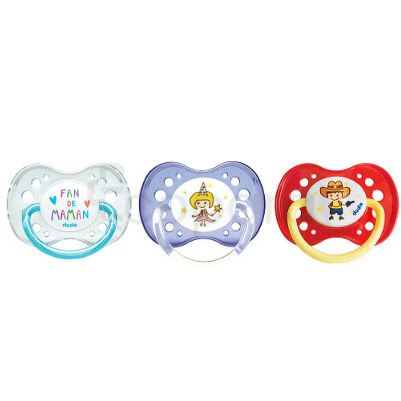 DODIE SUCETTES ANATOMIQUES SYMMETRIC SOOTHERS +18MOIS REFERENCE NA5 BOITE DE 3