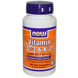 NOW VITAMIN D-3 & K-2 BOITE DE 120 CAPSULES
