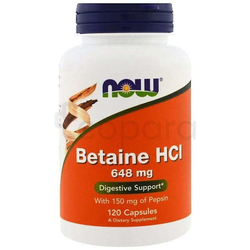 NOW BETAINE HCL 648MG BOITE DE 120 CAPSULES