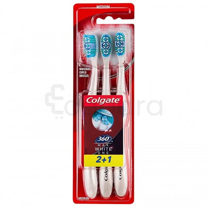 COLGATE BROSSE A DENTS MEDIUM 360 MAX WHITE ONE 2+1