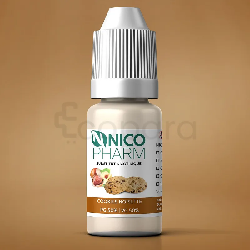 NICOPHARM LIQUIDE DE CIGARETTE ELECTRONIQUE AROME COOKIES NOISETTE DOSAGE NICOTINE 3MG/ML 30ML
