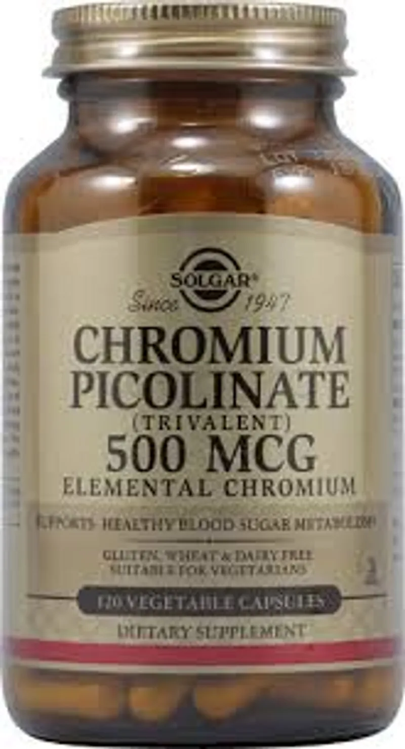 SOLGAR CHROMIUM PICOLINATE 500 MCG BOITE DE 120 CAPSULES