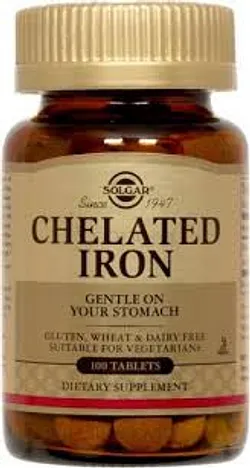 SOLGAR CHELATED IRON BOITE DE 100 COMPRIMES