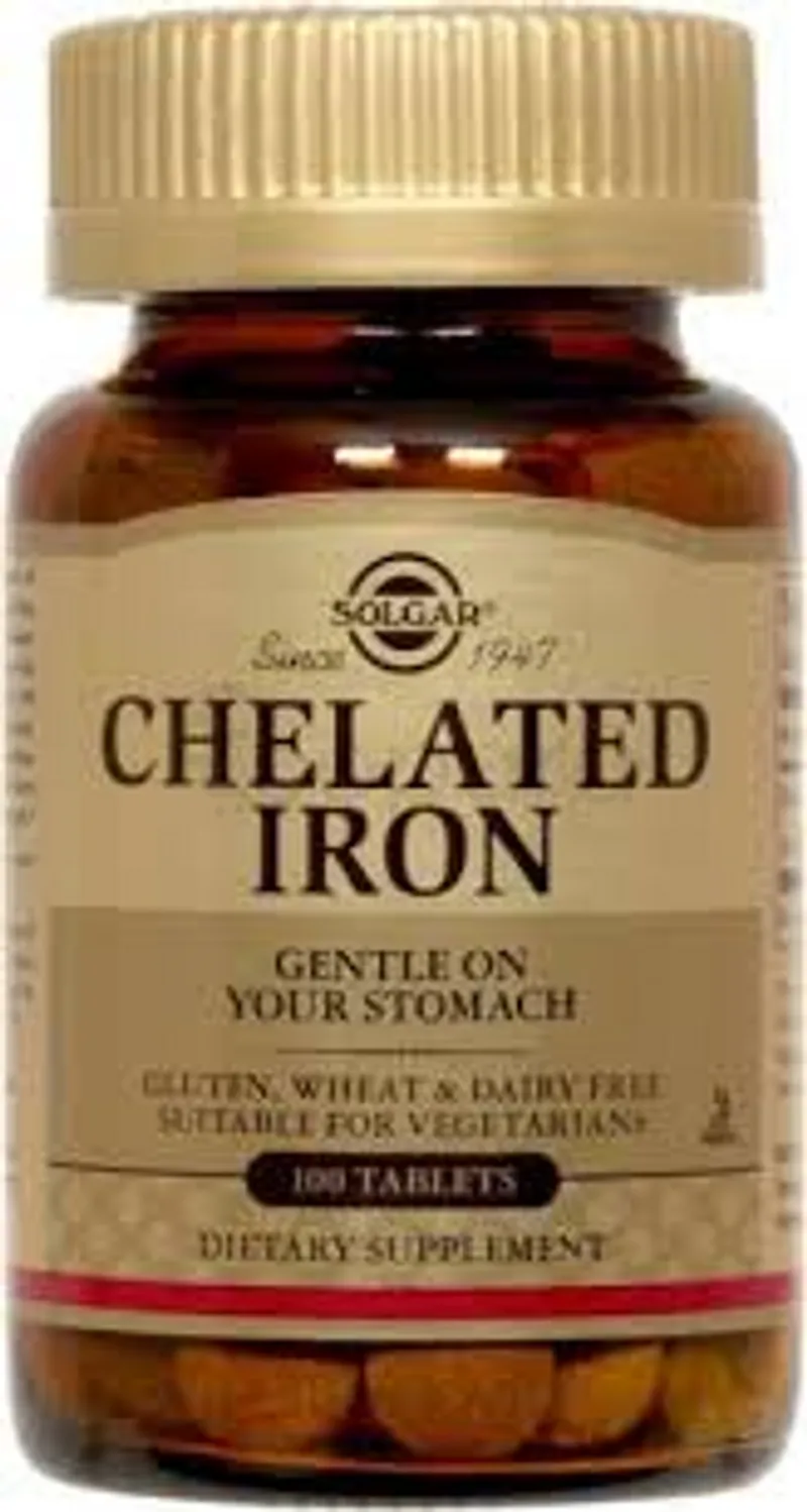 SOLGAR CHELATED IRON BOITE DE 100 COMPRIMES