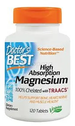 DOCTOR'S BEST HIGHT ABSORPTION MAGNESIUM 100MG BOITE DE 120 COMPRIMES
