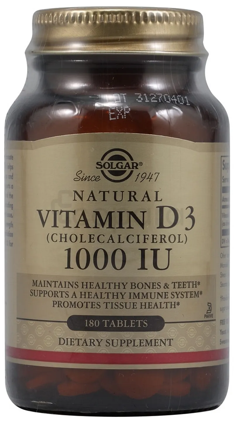 SOLGAR NATURAL VITAMIN D3 1000IU BOITE DE 180 COMPRIMES