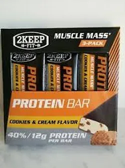 MUSCLE MASS PROTEIN BAR COOKIES AND CREAM 12G BOITE DE 3 PACKS