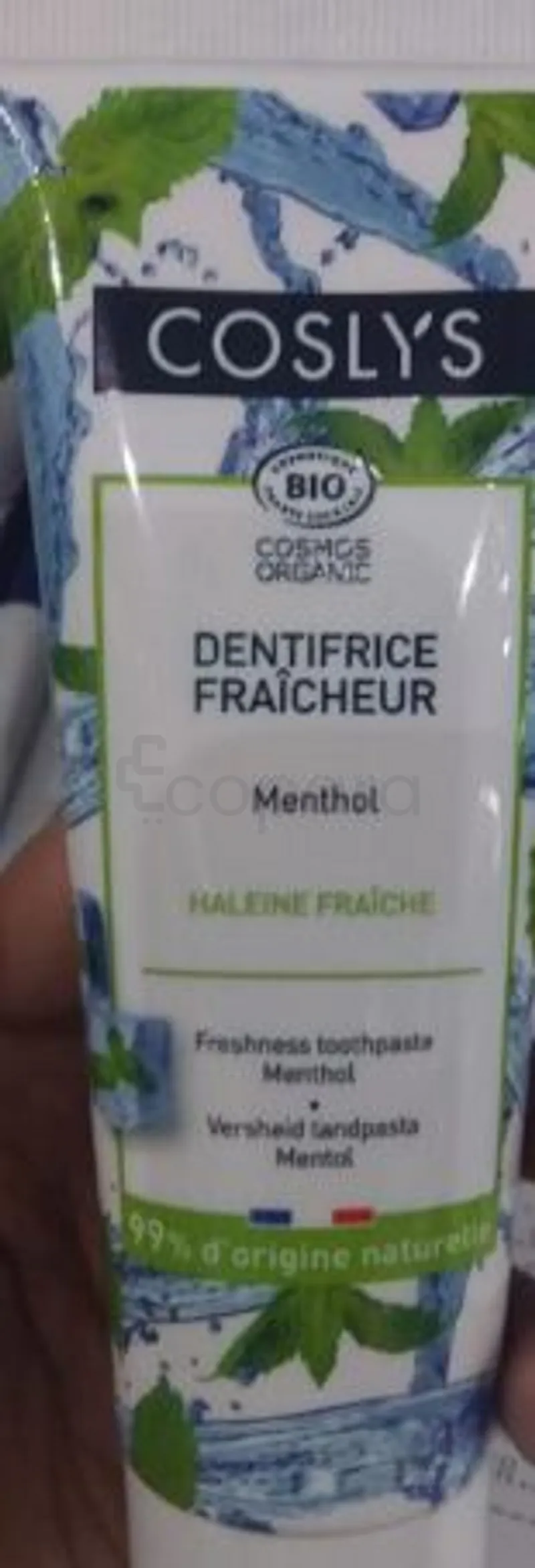 COSLYS DENTIFRICE FRAICHEUR MENTHOL 100G