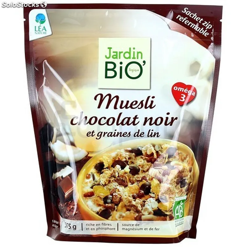 LEA NATURE JARDIN BIO MUESLI CHOCOLAT NOIR GRAINES DE LIN 375G
