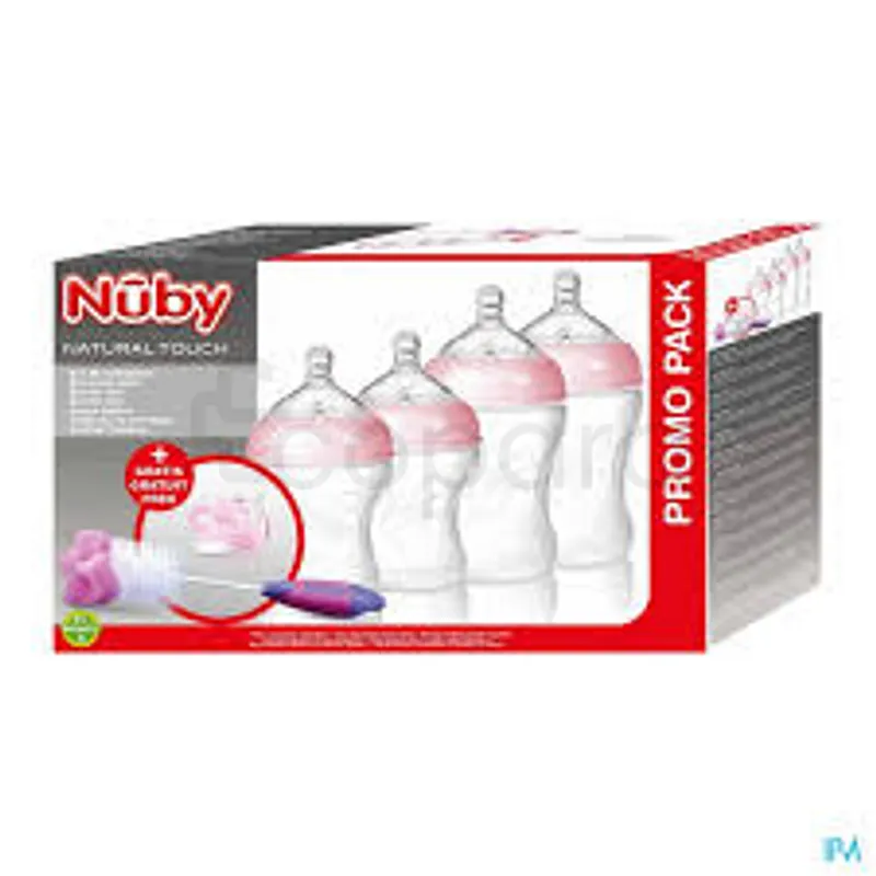 NUBY PACK NATURAL TOUCH BIBERONS ROUGE REFERENCE NT67426