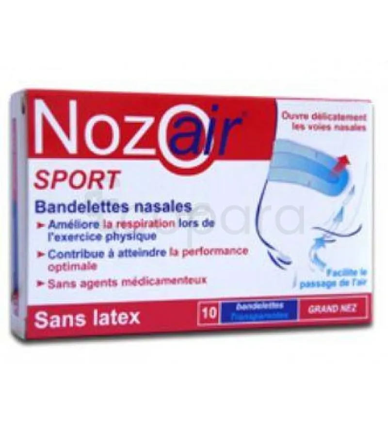 NOZAIR SPORT BANDELETTES TRANSPARENTES GRAND NEZ BOITE DE 30
