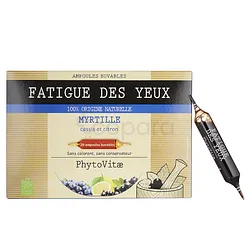 PHYTOVITAE FATIGUE DES YEUX MYRTILLE CASSIS ET CITRON BOITE DE 20 AMPOULES