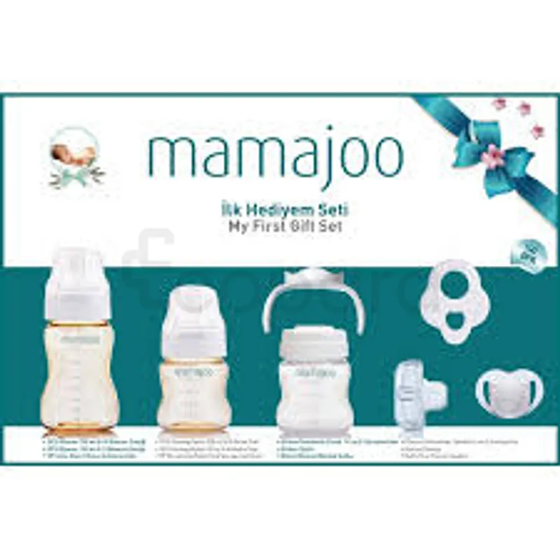MAMAJOO PACK CADEAU NOUVEAU NEE BIBERON GOLD 150ML + BIBERON GOLD 250ML + POT DE CONSERVATION + POIGNET AMOVIBLE + ANNEAU DENTITION + SUCETTE SILICONE REFERENCE MMJ2780