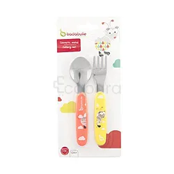BADABULLE INOX FORK & SPOON PINK LULLABY REFERENCE B005415