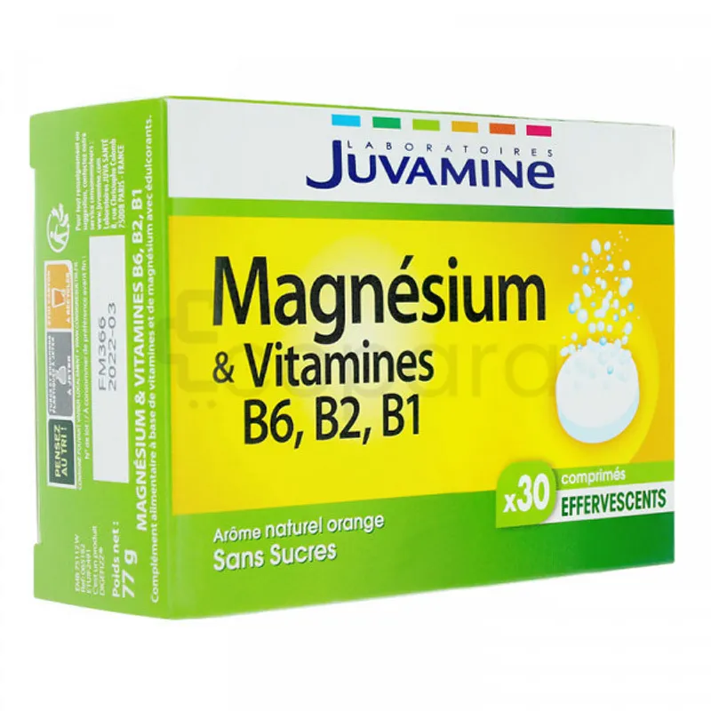 JUVATONUS MAGNESIUM & VITAMINES B6 B2 B1 BOITE DE 30 COMPRIMES EFFERVESCENTS