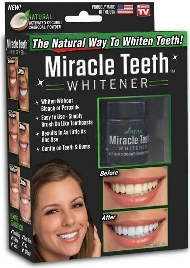 MIRACLE TEETH WHITNER POUDRE CHARBON