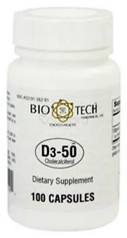BIOTECH VITAMIN D3-50 CHOLECALCIFEROL 50000IU BOITE DE 100 CAPSULES