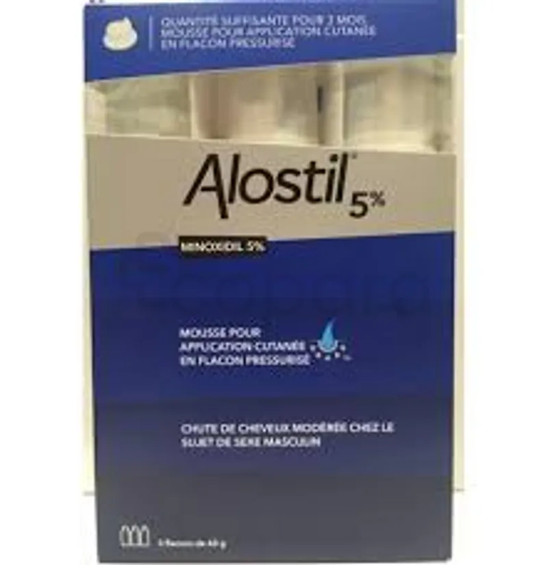 ALOSTIL 5% MINOXIDIL MOUSSE POUR APPLICATION CUTANEE 60G BOITE DE 3