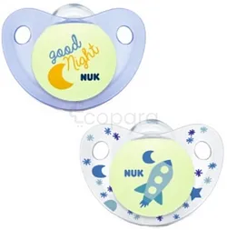 NUK 2 SUCETTES NIGHT DAY 0-6MOIS REFERENCE N730043