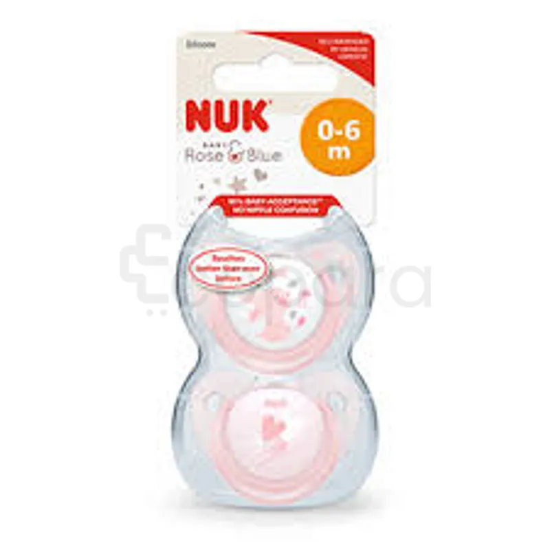 NUK 2 SUCETTES BABY ROSE 0-6MOIS REFERENCE 24082890