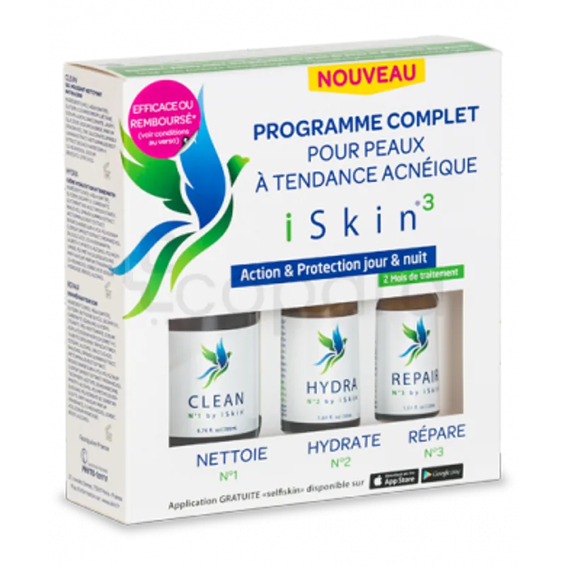 ISKIN 3 PROGRAMME COMPLET POUR PEAUX A TENDANCE ACNEIQUE