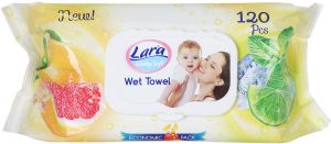 LARA BABY SOFT WET TOWEL EASY CARE FREE ALCOHOL PARABEN BOITE DE 120 COMPRIMES