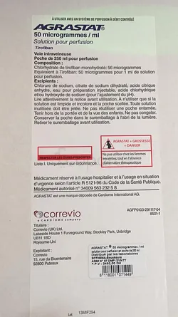 AGRASTAT 50µG/ML 250ML SOLUTION POUR PERFUSION