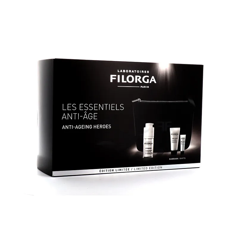 FILORGA COFFRET LES ESSENTIELS ANTI-AGE OPTIM-EYES 15ML + TIME-FILLER 15ML + NCEF INTENSIVE 4ML + POUCH