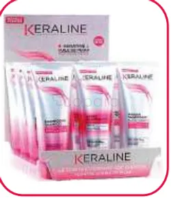 KERALINE PRESENTOIR MIXTE 4 SHAMPOOINGS TUBE 250ML + 4 APRES SHAMPOOINGS 250ML + 4 MASQUES NOURRISSANTS TUBE 250ML