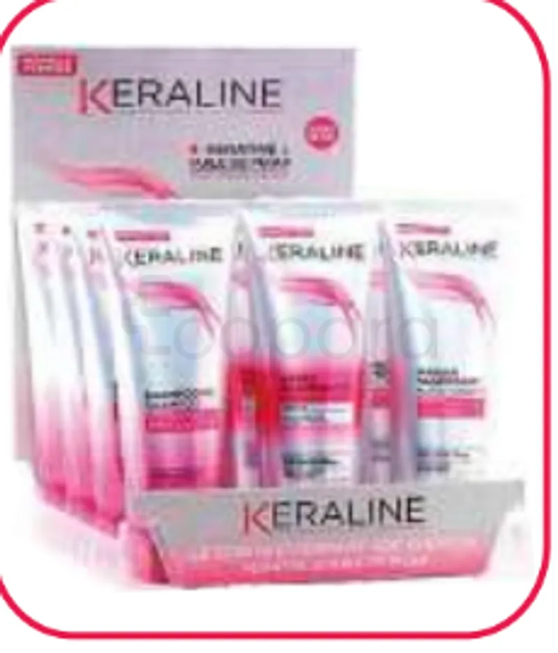 KERALINE PRESENTOIR MIXTE 4 SHAMPOOINGS TUBE 250ML + 4 APRES SHAMPOOINGS 250ML + 4 MASQUES NOURRISSANTS TUBE 250ML