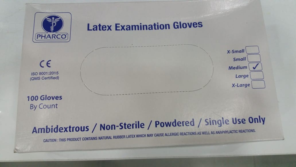 PHARCO LATEX EXAMINATION GLOVES GANTS TAILLE M BOITE DE 100