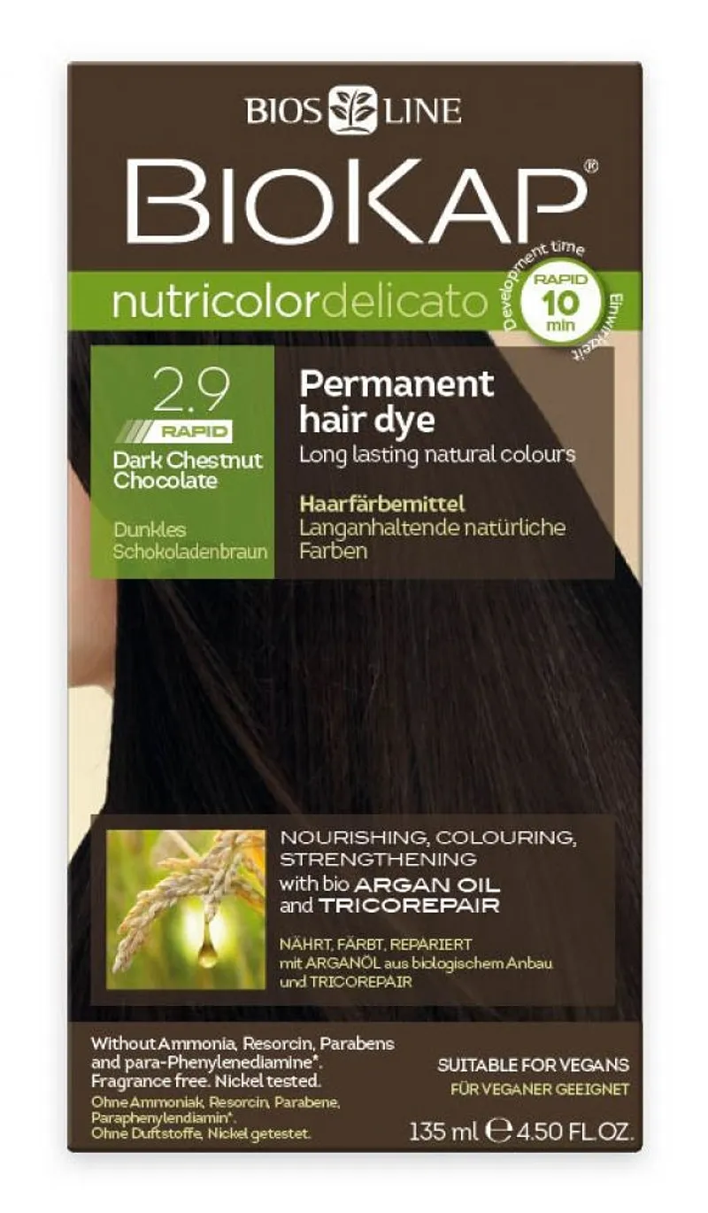 BIOKAP NUTRICOLOR DELICATO NUMERO 2.9 CHATAIN FONCE 140ML